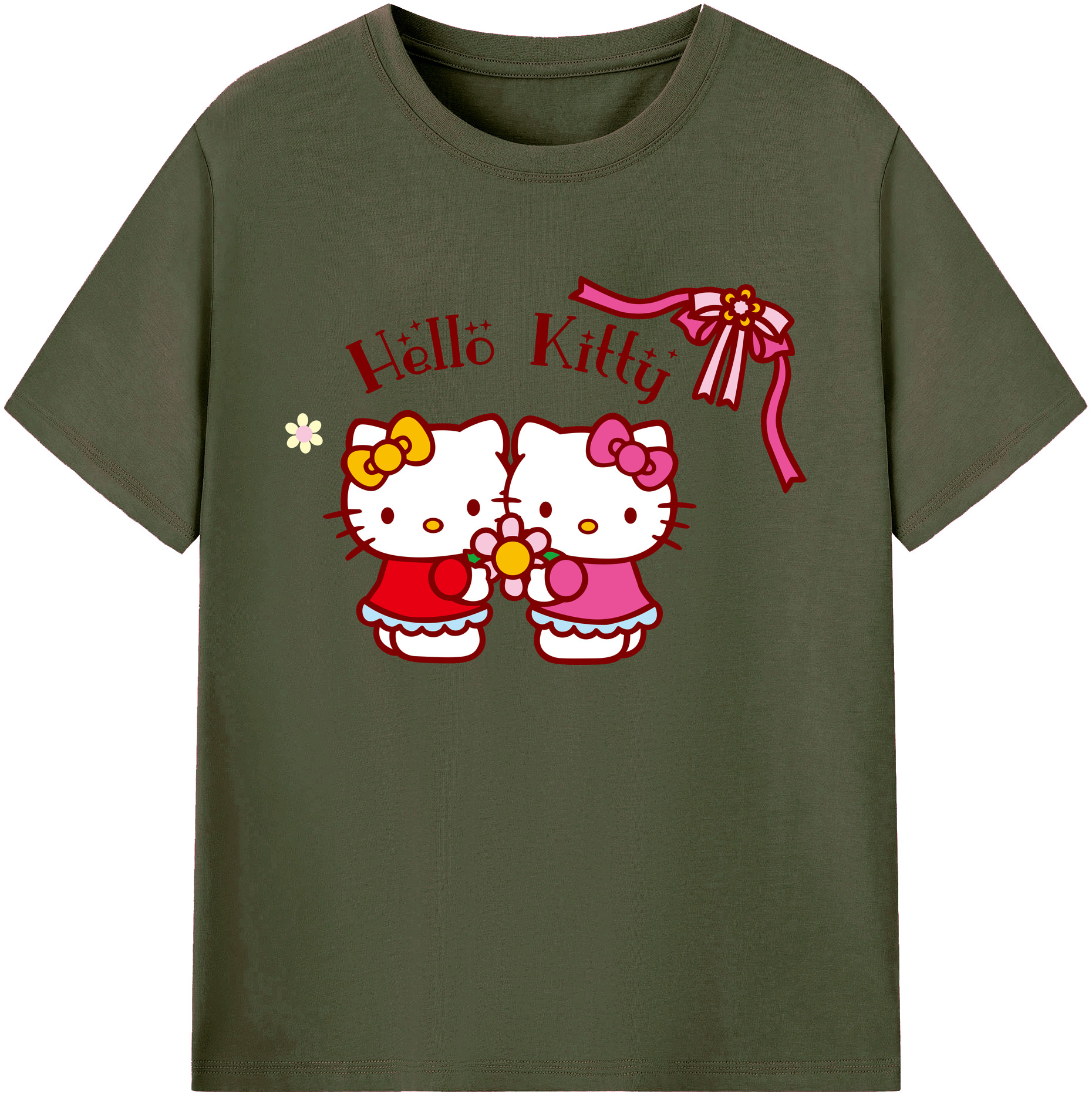（画像用） Hello Kitty ハローキティ 綿100％ メンズ半袖Tシャツ｜肌触りやわらか＆通気性
